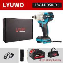 LYUWO Electric Tool, 20V Rechargeable Lithium Battery Electric Wrench, 520N. M High Torque Wrench, Suitable For Small Car Maintenance And Stage Bracket Maintenance. Single 2000mAh High-Capacity Battery, Can Rotate Clockwise Or Counterclockwise, Can Be Equipped With Drill Bit For Drilling, With LED Light, 17cm Sleeve, Adjustable Torque,