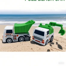 Set de 4 vehículos de ingeniería de saneamiento, juguete educativo sobre el medio ambiente, modelo de coche - Blanco - Ver 4