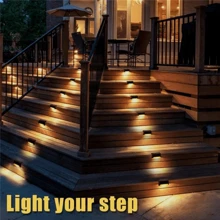 4/8PCS Solar Deck Light Outdoor IP65 Waterproof LED Solar Power Warm White Garden Atmosphere Lamps For Railing Stairs Step Fence Yard Patio Pathway