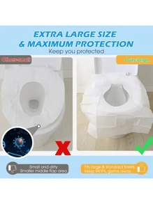 10/50/100 pièces Housses de siège de toilette jetables pour le voyage - Housses de siège de toilette portables pour les voyages et les hôtels, grande taille, imperméable, couvre-siège de toilette jetable universel en papier, décoration de salle de bain d'été