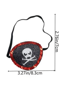 Caribbean Pirate Hat, Skull Head Bandana, Glittery Eyepatch, Pirate Costume Accessories, Cyclops Eyepatch, Pirate Eyepatch, Cosplay Decoration - Multicolor - View 3