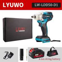 LYUWO Electric Tool, 20V Rechargeable Lithium Battery Electric Wrench, 520N. M High Torque Wrench, Suitable For Small Car Maintenance And Stage Bracket Maintenance. Single 2000mAh High-Capacity Battery, Can Rotate Clockwise Or Counterclockwise, Can Be Equipped With Drill Bit For Drilling, With LED Light, 17cm Sleeve, Adjustable Torque,