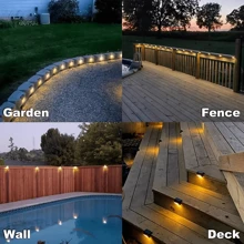 4/8PCS Solar Deck Light Outdoor IP65 Waterproof LED Solar Power Warm White Garden Atmosphere Lamps For Railing Stairs Step Fence Yard Patio Pathway