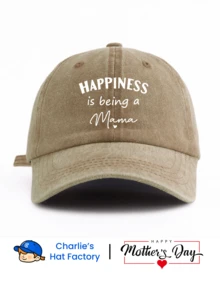 1 Pc HAPPINESS IS BEING A MAMA Print Washed Baseball Cap, Classic Casual Stylish Vintage Soft Sweatband Adjustable Size Lightweight Sun Protection Versatile Vintage Dad Hat, Suitable For Outdoor Sports Daily Wear Party Vacation Perfect As Mother's Day Gift For Wifey Mom Grandma And Friends - Mama - View 7