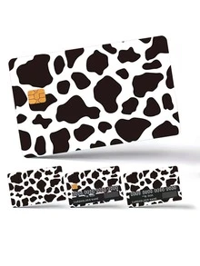 1/4pcs Black & White Contrast Credit Card Skins, Cow Print PVC Protective Cases, Personalized Stickers Fit For Debit Cards, ATM Cards And ID Cards,Back To School,School Supplies - Multicolor - View 8