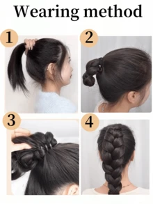 Synthetic Hair Extension Braid Ponytail Clip-On, Heat Resistant Braided Fake Ponytail, Handmade Woven Hair Accessory Suitable For Women Everyday & Party - Multicolor - View 11