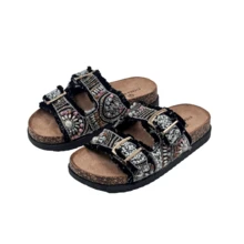 Sandales plates pour femmes - Noir - Voir 3