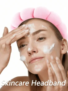 1pc Facial Headband / 2pcs Facial Wristbands / 3sets Spa Headband, Makeup Headband, Facial Headband, Skincare Headband, Pink Velvet Fluffy Sponge Headband, Bow, Bubble, Spa Headband, Wristband, Women & Girls Hair Accessories Set - Multicolor - View 5