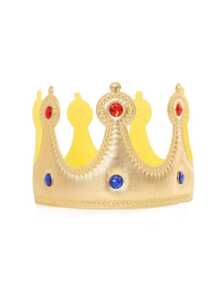 1件成人金色国王皇冠，水钻布艺王子服装头饰，蛋糕装饰，生日派对皇冠帽 - 彩色 - 查看 13