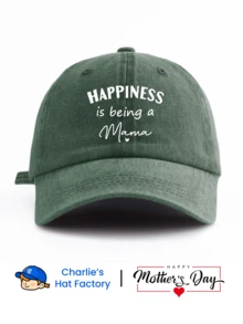 1 Pc HAPPINESS IS BEING A MAMA Print Washed Baseball Cap, Classic Casual Stylish Vintage Soft Sweatband Adjustable Size Lightweight Sun Protection Versatile Vintage Dad Hat, Suitable For Outdoor Sports Daily Wear Party Vacation Perfect As Mother's Day Gift For Wifey Mom Grandma And Friends - Mama - View 8