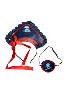 Caribbean Pirate Hat, Skull Head Bandana, Glittery Eyepatch, Pirate Costume Accessories, Cyclops Eyepatch, Pirate Eyepatch, Cosplay Decoration - Multicolor - View 4