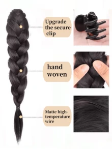 Synthetic Hair Extension Braid Ponytail Clip-On, Heat Resistant Braided Fake Ponytail, Handmade Woven Hair Accessory Suitable For Women Everyday & Party - Multicolor - View 6