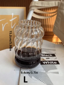 1pc玻璃简约透明饮水杯家用透明玻璃奶茶杯大肚杯（无吸管） - 無色 - 查看 13