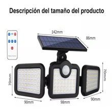 Lámpara de Pared Solar 108 LED con Sensor, 2400mAh, 3 Modos, Impermeable y Ajustable