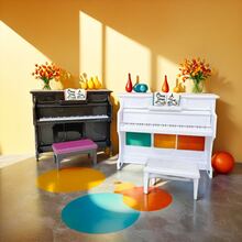 2pcs Mini Piano, Dollhouse Mini Piano, Musical Instrument Simulation Model, Living Room Furniture Decor, Home Decoration Toy, Desktop Ornament, Christmas Gift, Christmas Miniature Scene Decor - Multicolor - View 5