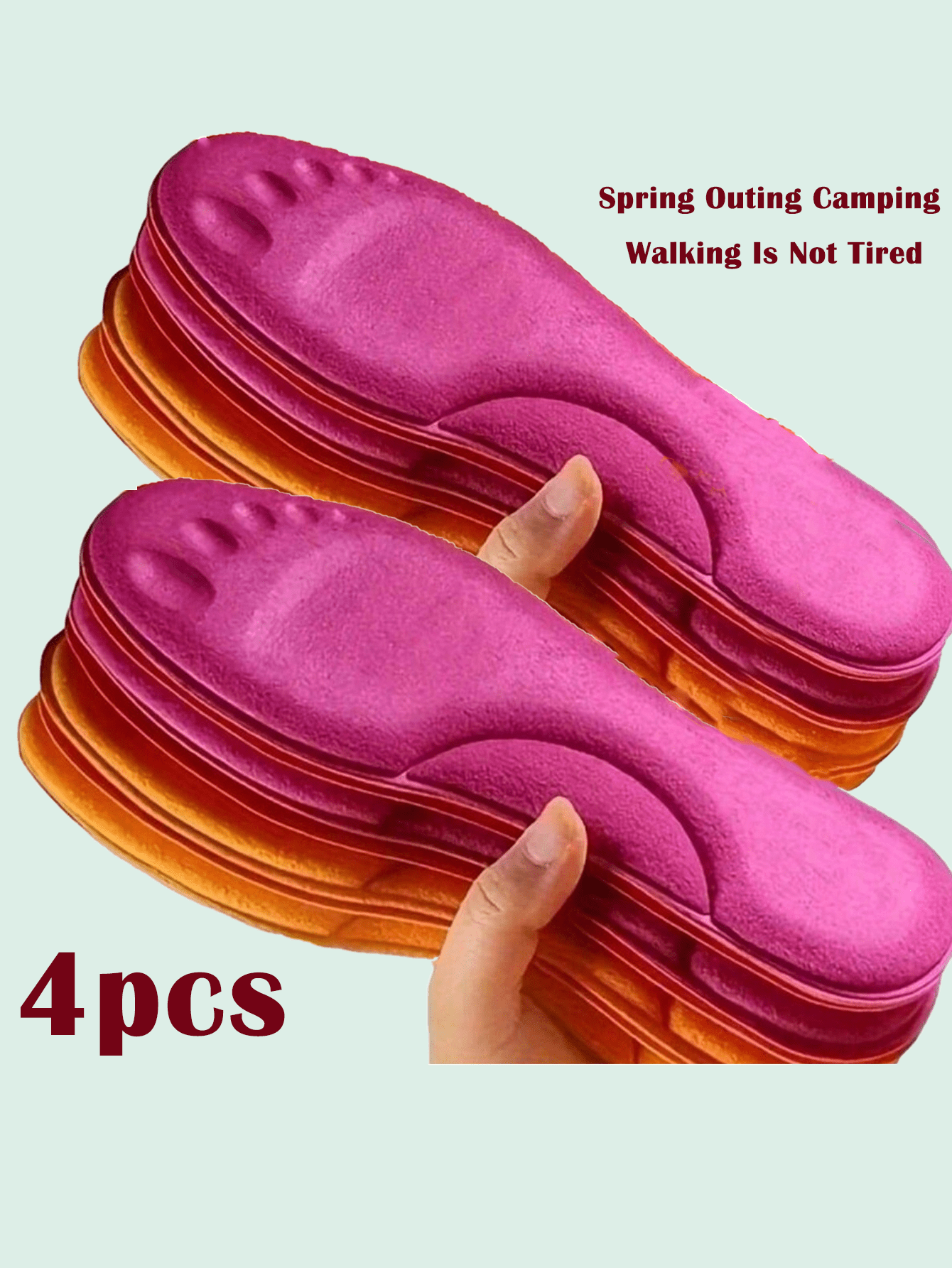 2 Pairs Super Comfortable Insoles, Extra Soft Thick Non-Slip Breathable Memory Foam Insoles, Unisex, Suitable For Outdoor Activities, Spring/Summer Wear, Super Elastic Cute Insoles, New Year Gift, Suitable For Students, Friends, Couples, Relatives, Valentine's Day/Chinese New Year Gift/Spring Outdoor Sports - Multicolor - View 1