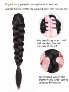 Synthetic Hair Extension Braid Ponytail Clip-On, Heat Resistant Braided Fake Ponytail, Handmade Woven Hair Accessory Suitable For Women Everyday & Party - Multicolor - View 7