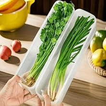 1/3pcs Coriander/Green Onion Storage Box,Clear Long Vegetable Storage Containers With Lids, Space-Saving Refrigerator Fresh-Keeping Container, Thickened Noodle/Egg Organizer, Cilantro, Celery, Airtight Food Saver For Fridge And Pantry, Stackable Design.