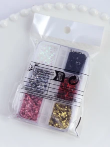 1 Box Holographic Laser Mini Heart Nail Glitter Sequins, 3D Nail Art DIY Decorations, Nail Salon Supplies For Women - Multicolor - View 5