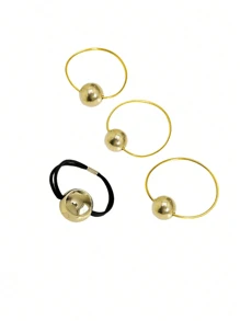 Set de 4 gomas de pelo elásticas con bola plateada brillante, accesorios simples y elegantes para cola de caballo al estilo coreano, decoración para el cabello en eventos formales, ornamento de cabello casual con estilo princesa para mujeres y niñas, regalo y accesorio para fotos
