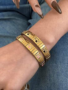 1 pieza Pulsera de reloj elástica con Charm de huella de gato elegante y lindo, chapada en oro de 18K de acero inoxidable, regalo del Día de la Madre, regalo para maestros, regalo de graduación, joyería bohemia, accesorios de playa, para fiesta diaria, viaje, rave/baile de graduación, joyería dorada