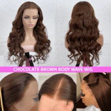 WALSDI Chocolate Brown 4x4 5x5 13x4 13x6 Glueless Blended Wig Ready To Go For Wig Beginner Pre Cut Lace 13x6 Body Wave HD Lace Front Wigs Human Blended Hair Pre Plucked Transparent 13x4 Lace Frontal Wigs Cheap Wholesale Blended Human Blended Hair With Fiber 200% Density Wigs Human Blended Hair Pre Plucked With Baby Hair For Women 26 Inch Prom Use 10-14 Bob Wig - Brown - View 8