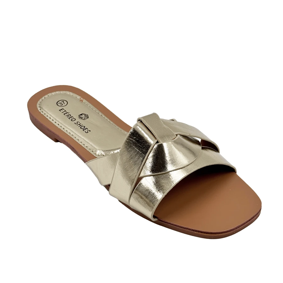Sandales plates pour femmes - Doré - Voir 1