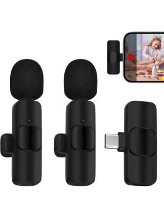 2 Pcs Wireless Lavalier Lapel Microphone Compatible With Iphone & IPad - 2-In-1 Auto-Sync Mini Recording Mic With Noise Reduction, HD Clear Sound - Perfect For Live Streaming, Video Recording, Interviews, Live, Podcasts, Vlogs, Zoom Meetings, Gaming (Twitch), Online Courses, Weddings, Film Making - Plug & Play Portable Clip-On Mic For Smartphones, Cameras, PC, Studio & Outdoor Use