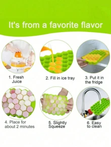 1pc Silicone Ice Mold, Creative Honeycomb Shaped Ice Tray, 37 Grids With Lid To Prevent Dust & Odor Cross-Contamination, Easy Release, Suitable For Home Refrigerator Ice Box - Multicolor - View 4