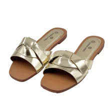 Sandales plates pour femmes - Doré - Voir 3