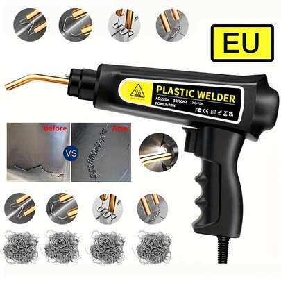 Termoplastisk svetspistol snabbvärmande PVC-plastreparationsverktyg med 200/600/1000 svetsspikverktygssats, lämplig för reparation av sprickor i bilstötfångare, karossdörrar, svart plastsvetspistol
