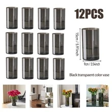 6/8/9/12pcs Clear Acrylic Flower Vases, Transparent Bud Vase For Wedding Centerpiece Decorations, Clear Vase For Party Home Decor, Suitable For Wedding, Dining Table, Party, Living Room, Bedroom, Kitchen, Office Gifts Birthday Graduation