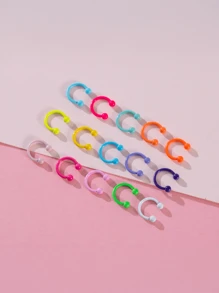 15pcs Stainless Steel Rainbow Sphere Nose Rings, Hypoallergenic, Fashionable Nose Piercing, Lip Piercing For Customers
