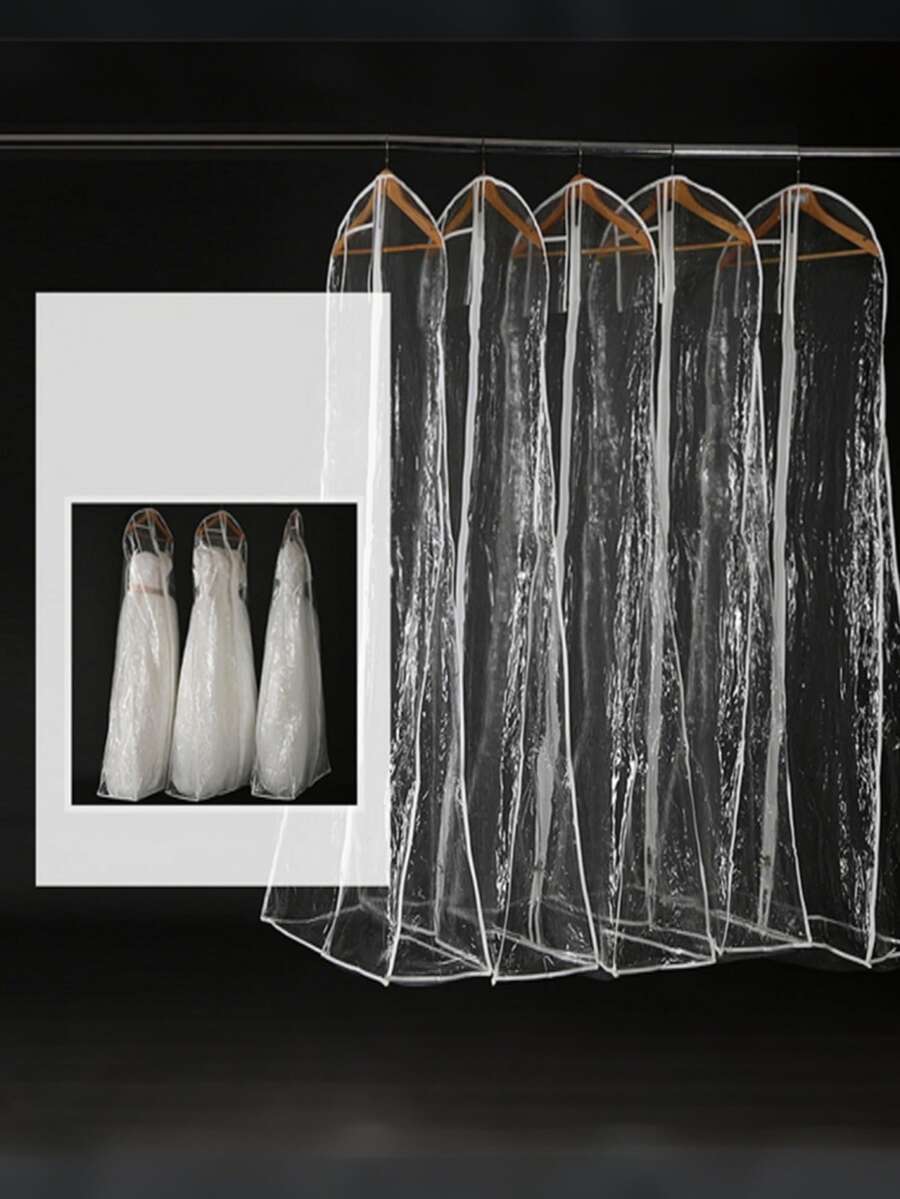 1件裝高級防水防塵新娘婚紗收納袋,超透明大容量 180x70cm,大尺碼婚紗收納方案,時尚保護您的婚紗 - 查看 1