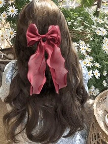 1/2 件蝴蝶结发夹欧根纱蝴蝶结发夹甜美发夹纯色蝴蝶结发夹女士女孩发饰