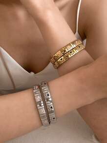 1 pieza Pulsera de reloj elástica con Charm de huella de gato elegante y lindo, chapada en oro de 18K de acero inoxidable, regalo del Día de la Madre, regalo para maestros, regalo de graduación, joyería bohemia, accesorios de playa, para fiesta diaria, viaje, rave/baile de graduación, joyería dorada