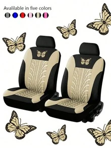 9件套（4件装）通用蝴蝶图案刺绣汽车座椅套，涤纶面料，四季通用，可手洗，适用于SUV、轿车、面包车等车型，兼容安全气囊，通用尺寸，轮胎形状，汽车座椅保护套，汽车座椅套全套，汽车配件 - 款式B - 查看 18