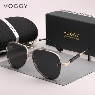  Gafas metálicas decorativas minimalistas y retro de VOGGY, aptas para hombres y mujeres, para deportes, conducción, exteriores, ciclismo, pesca, vacaciones, viajes, fiestas, decoración y regalos