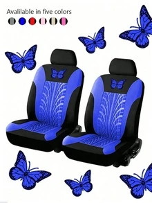 9件套（4件装）通用蝴蝶图案刺绣汽车座椅套，涤纶面料，四季通用，可手洗，适用于SUV、轿车、面包车等车型，兼容安全气囊，通用尺寸，轮胎形状，汽车座椅保护套，汽车座椅套全套，汽车配件 - 款式B - 查看 15