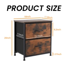 Industrial Wood & Metal Storage Dresser - 2 Fabric-Drawer Cabinet - màu nâu - Xem 2