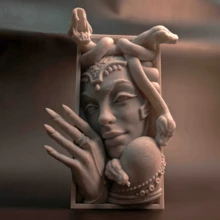 Medusa Statue Bookshelf - 棕色 - 查看 2