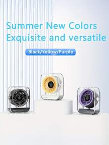 1PC Digital Display Transparent Desktop Fan USB Plug-In High Wind Power Intelligent Digital Display 100 Wind Speed Compact And Portable Suitable For Home, Travelling And Dormitory Use - Multicolor - View 1