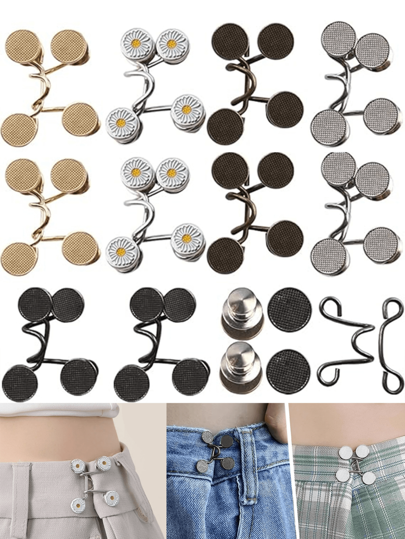 Conjunto de 6/30/60 apretadores de cintura de pantalones, hebilla ajustable para el cierre de pantalones vaqueros sueltos, pasadores para ajustar la cintura sin costura, botón de cierre para pantalones, faldas y vaqueros