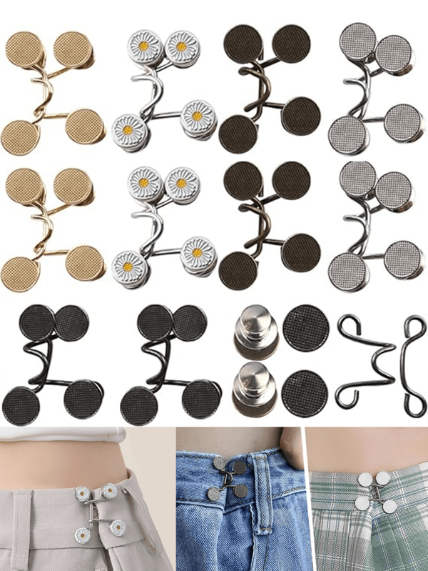 6/30/60PCS Broek Taille Spanner, Verstelbare Taille Gesp Set Jean Knopen Voor Losse Jeans Broek Clips Voor Taille Spelden Geen Naai Broche Spanner Tailleband Spanner Voor Broeken Jeans Rokken