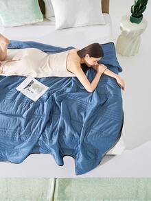 Breathable Silk-Like Summer Quilt, Stitched Solid Color Soft And Skin-Friendly, Suitable For All Seasons, Cool And Comfortable Quilted Blanket For Summer - Navy Blue - View 6