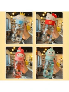 Sanrio 1个装 500毫升/16.9盎司   太空杯印花水瓶，带直饮嘴，适合学生，可爱设计，防漏 - 彩色 - 查看 5