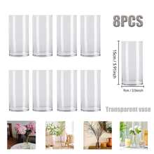 6/8/9/12pcs Clear Acrylic Flower Vases, Transparent Bud Vase For Wedding Centerpiece Decorations, Clear Vase For Party Home Decor, Suitable For Wedding, Dining Table, Party, Living Room, Bedroom, Kitchen, Office Gifts Birthday Graduation