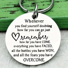 1 pièce Porte-clés inspirant en acier inoxydable - Porte-clés motivationnel avec des mots encourageants, style de rue "Reste fort", pour femmes et hommes, parfait pour les cadeaux de sensibilisation et de soutien, sac à dos, accessoires de voiture, gothique mignon Y2k