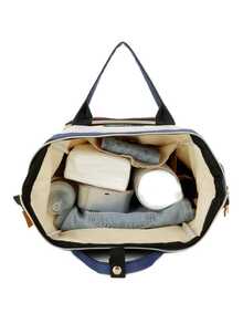 Maternity Backpack Multifunctional Mom Baby Bag - Xanh với Đỏ - Xem 7