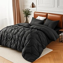 7 Pieces (Full/Queen/King) Elegant Bed In A Bag Comforter Set, Twin(5 Pieces),Stylish Solid Comforter, Soft Microfiber, Comfortable And Warm, Cloud-Like Soft Bedding Set, Bedroom Decor For Spring/Summer/Autumn/Winter, Ideal Gift